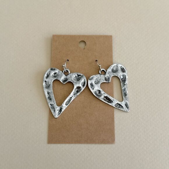 Silver Heart Dangle Earrings #1639 - Picture 2 of 3